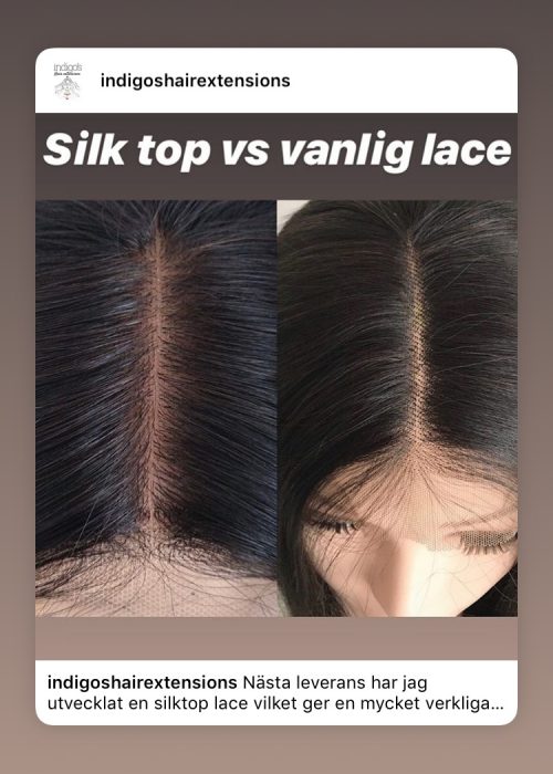 Perukdetalj eller färgexempel från Indigos Hairs perukguide