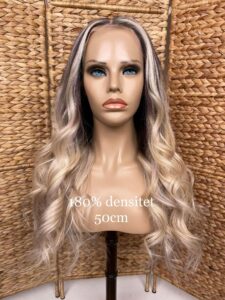 Perukdetalj eller färgexempel från Indigos Hairs perukguide