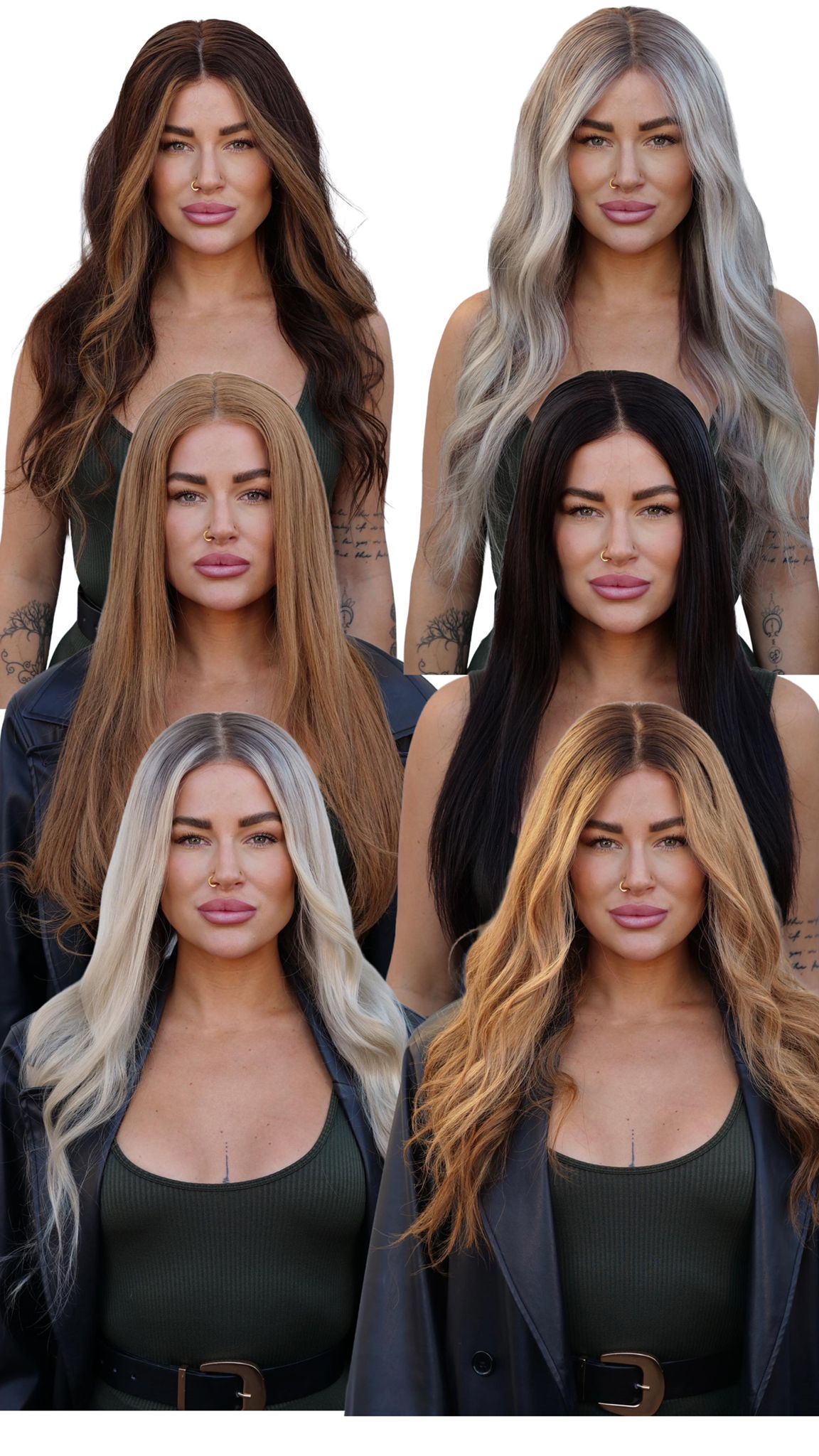 Perukdetalj eller färgexempel från Indigos Hairs perukguide