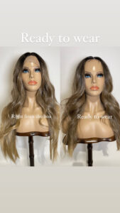 Perukdetalj eller färgexempel från Indigos Hairs perukguide